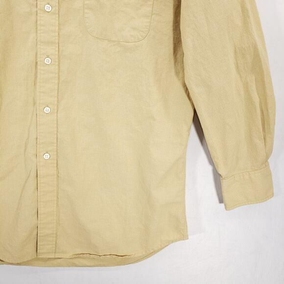 Vintage Chaps Ralph Lauren Dress Shirt Mens Extra Large Tan Check Button Up Top - Picture 3 of 11